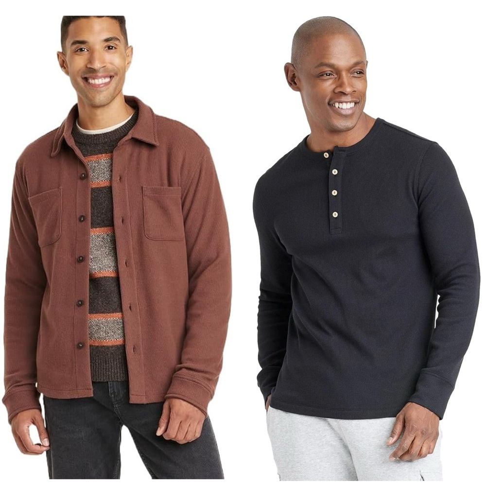 Bundle of 3* Men's Goodfellow & Co Waffle Henley, Waffle Button Down M